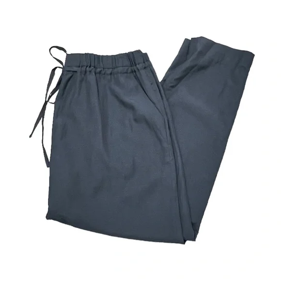 3.1 PHILLIP LIM DARK GRAY DRAWSTRING ELASTIC PAPER BAG WAIST TAPERED LEG PANTS